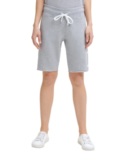 Shop Calvin Klein Performance Women's Logo Bermuda Shorts In Pearl Grey Heather