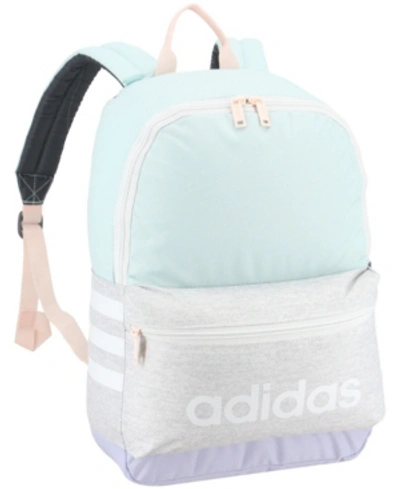 Shop Adidas Originals Adidas Classic 3s Backpack In Jersey White, Halo Mint Green, Violet Tone Purple