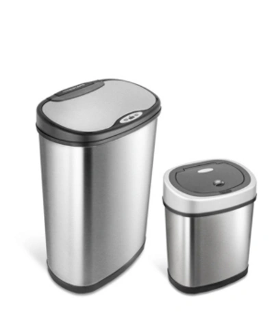 Shop Nine Stars Group Usa Inc Rectangular Motion Sensor Trash Can Combination Set In Silver Tone