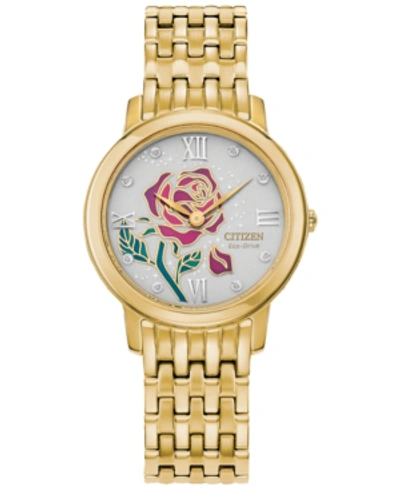 Shop Citizen Disney By  Eco-drive Women's Belle Gold-tone Stainless Steel Bracelet Watch 30mm