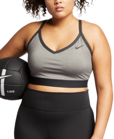 Shop Nike Plus Size Indy Dri-fit Low-impact Sports Bra In Carbon Heather/black