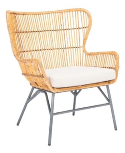 Shop Safavieh Lenu Rattan Accent Chair With Cushion In Natural