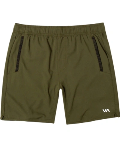 Shop Rvca Men's Active Performance Yogger Iv 17" Shorts With An Elastic Waistband In Olive
