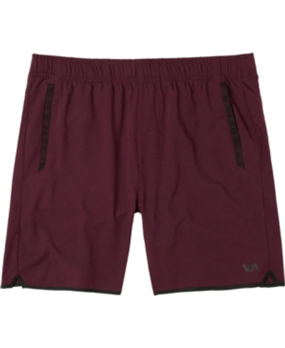 Shop Rvca Men's Active Performance Yogger Iv 17" Shorts With An Elastic Waistband In Plum