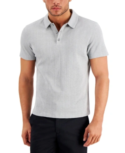 Shop Alfani Men's Textured Polo Shirt, Created For Macy's In Casual Grey Htr