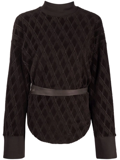 Shop Attico Jacquard-woven Velvet Sweatshirt In 褐色