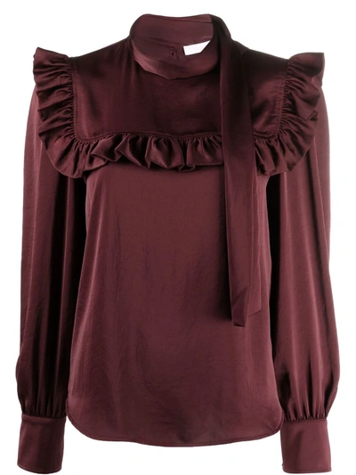 Shop See By Chloé Frill-trim Long Sleeve Blouse In Violett