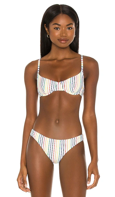 Shop Solid & Striped The Eva Bikini Top In Rainbow Pinstripe
