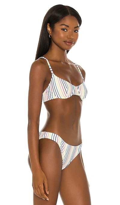 Shop Solid & Striped The Eva Bikini Top In Rainbow Pinstripe