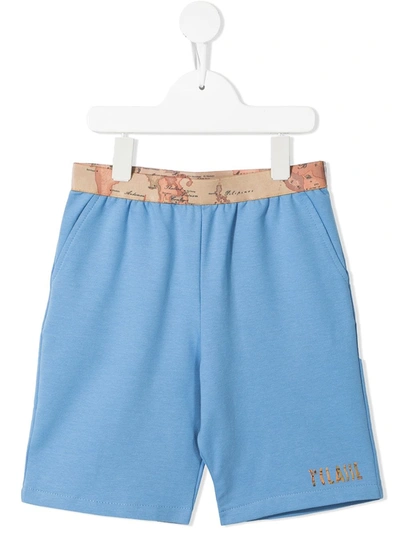 Alviero Martini Map-print Waistband Shorts In Blue