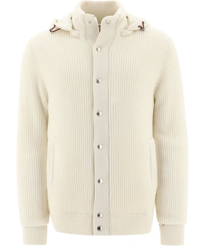 Shop Brunello Cucinelli Hooded Padded Bomber Jacket In White