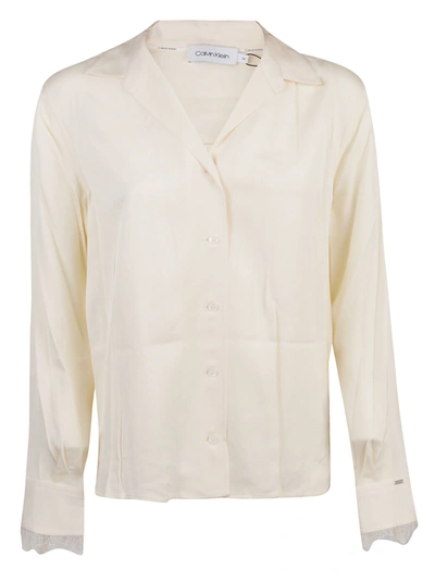 Shop Calvin Klein Lace Trimmed Shirt In White