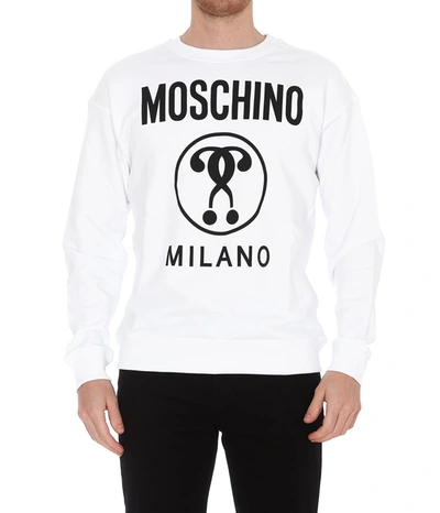 Shop Moschino Double Question Mark Sweatshirt In White