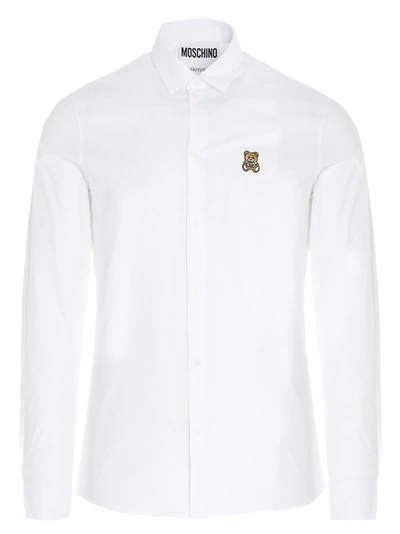 Shop Moschino Teddy Embroidered Shirt In White