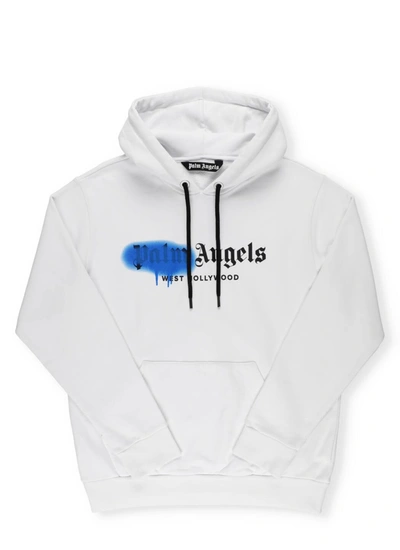 Shop Palm Angels West Hollywood Print Hoodie In White