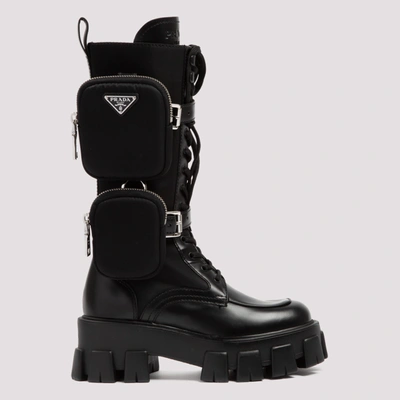 Shop Prada Monolith Combat Boots In Black