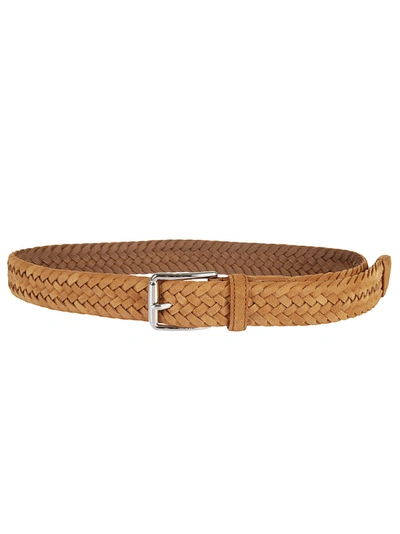 Shop Tod's Braided Buckle Belt In Brown