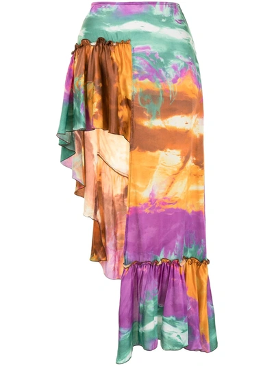 Shop Wandering Asymmetric Tie-dye Skirt In Violett