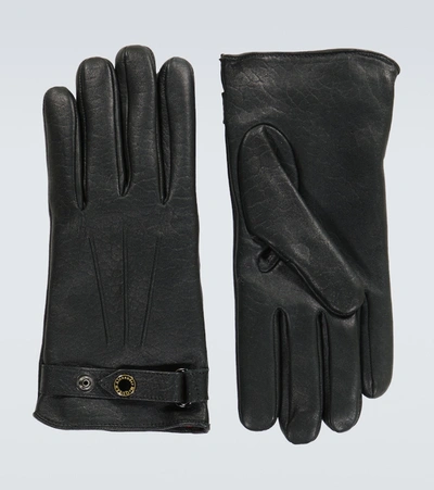 Shop Alexander Mcqueen New Biker Leather Gloves In Black