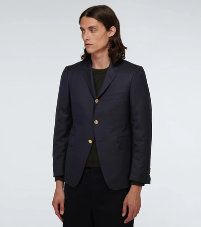 Shop Thom Browne Wool Blazer In Navy