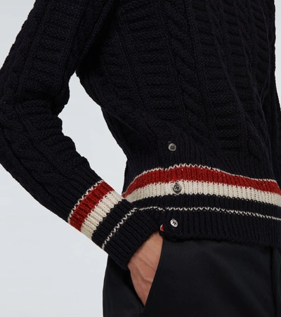 Shop Thom Browne Filey-stitched Wool And Mohair Sweater In Blue