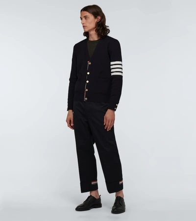 Shop Thom Browne 4-bar Milano-stitched Cardigan In Blue