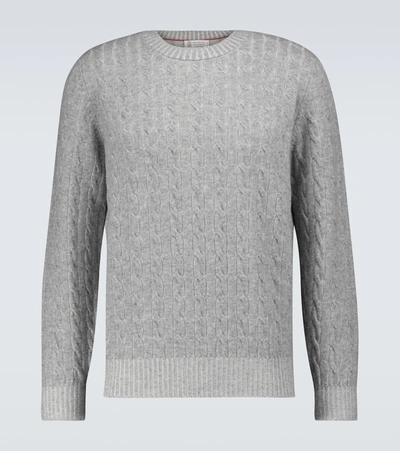 Shop Brunello Cucinelli Cable Knitted Cashmere Sweater In Grey