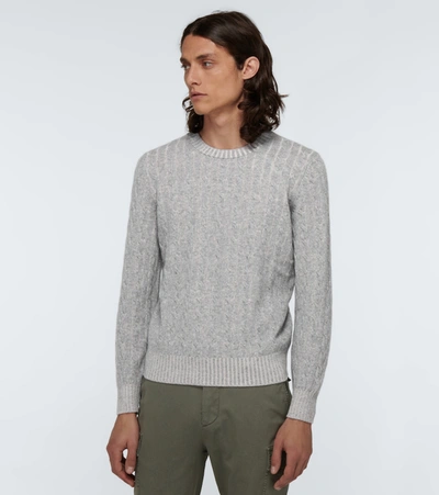 Shop Brunello Cucinelli Cable Knitted Cashmere Sweater In Grey