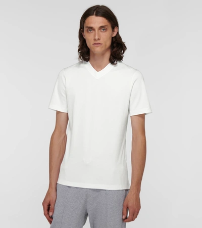 Shop Brunello Cucinelli Short-sleeved Cotton V-neck T-shirt In White