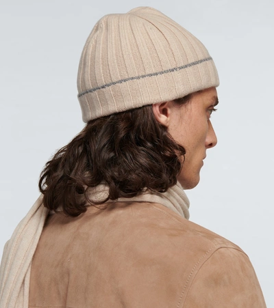 Shop Brunello Cucinelli Ribbed Cashmere Hat In Beige