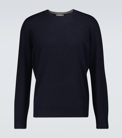 Shop Brunello Cucinelli Cashmere Crewneck Sweater In Blue