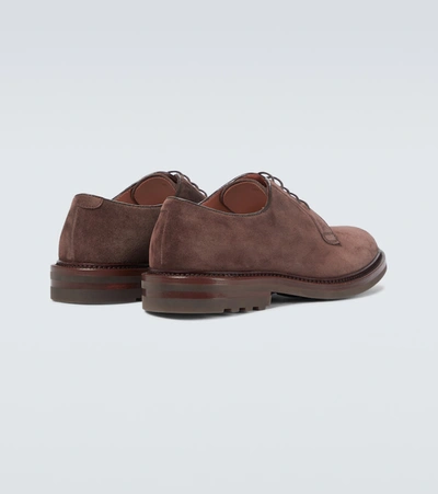 Shop Brunello Cucinelli Suede Derby Shoes In Brown