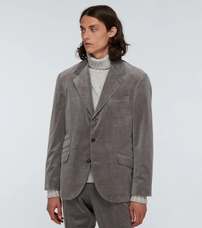 Shop Brunello Cucinelli Cotton And Cashmere Corduroy Suit In Grey