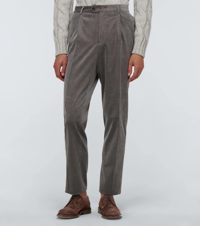 Shop Brunello Cucinelli Cotton And Cashmere Corduroy Suit In Grey