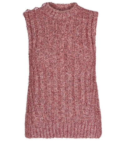 Shop Ganni Metallic Sweater Vest In Pink