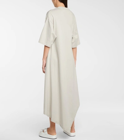 Shop Balenciaga Asymmetric Cotton Midi Dress In Grey