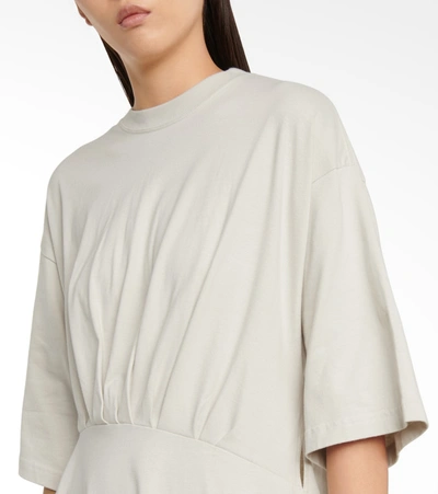 Shop Balenciaga Asymmetric Cotton Midi Dress In Grey