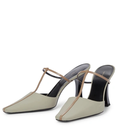 Shop The Row Office Leather-trimmed Mules In Beige