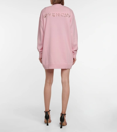 Shop Givenchy Embellished Wool And Cashmere Cardigan In Pink