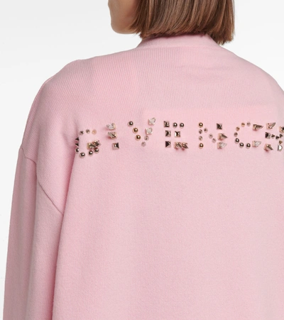 Shop Givenchy Embellished Wool And Cashmere Cardigan In Pink