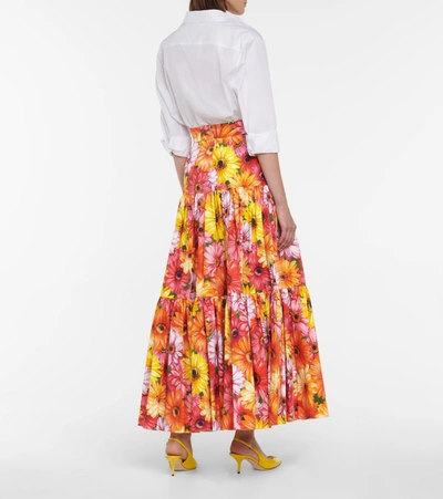Shop Dolce & Gabbana Floral Cotton Maxi Skirt In Multicoloured