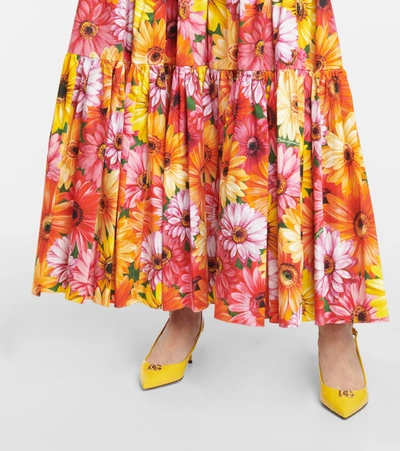 Shop Dolce & Gabbana Floral Cotton Maxi Skirt In Multicoloured