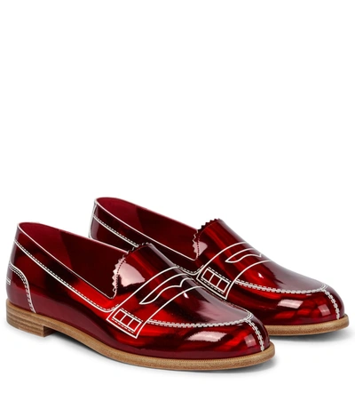 Shop Christian Louboutin Mocalaureat Leather Loafers In Red