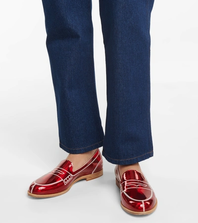 Shop Christian Louboutin Mocalaureat Leather Loafers In Red