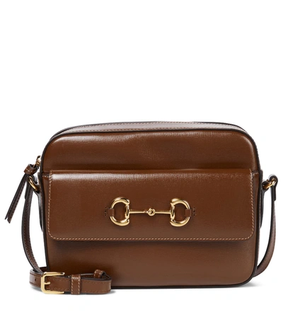 Shop Gucci Horsebit 1955 Small Leather Shoulder Bag In Brown