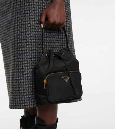 Prada Duet Patent Leather Bucket Bag In Black