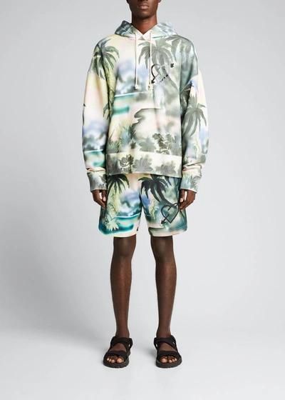 Shop Palm Angels Men's Paradise Pullover Hoodie In Multicolor Black