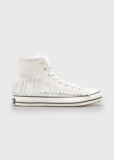Shop Palm Angels Men's Fringe Knit Sock High-top Sneakers In White