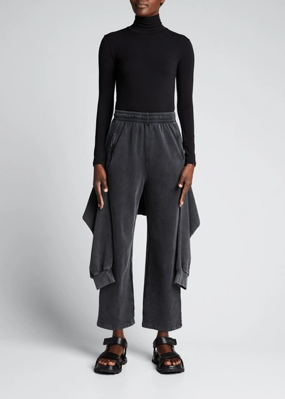 Shop Balenciaga Tied-up Cropped Sweatpants In Noir