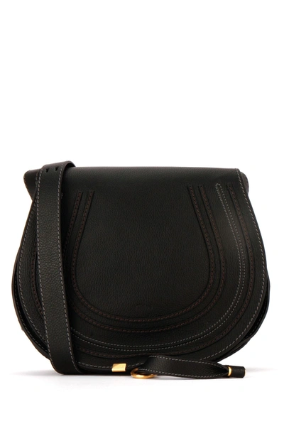 Shop Chloé Marcie Saddle Shoulder Bag In Black